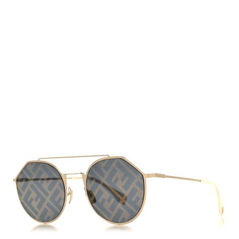 FENDI Metal Eyeline Aviator Sunglasses FF M0021/S Gold 